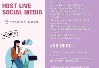 Lowongan Kerja HOST LIVE SOCIAL MEDIA di Kab. Bogor